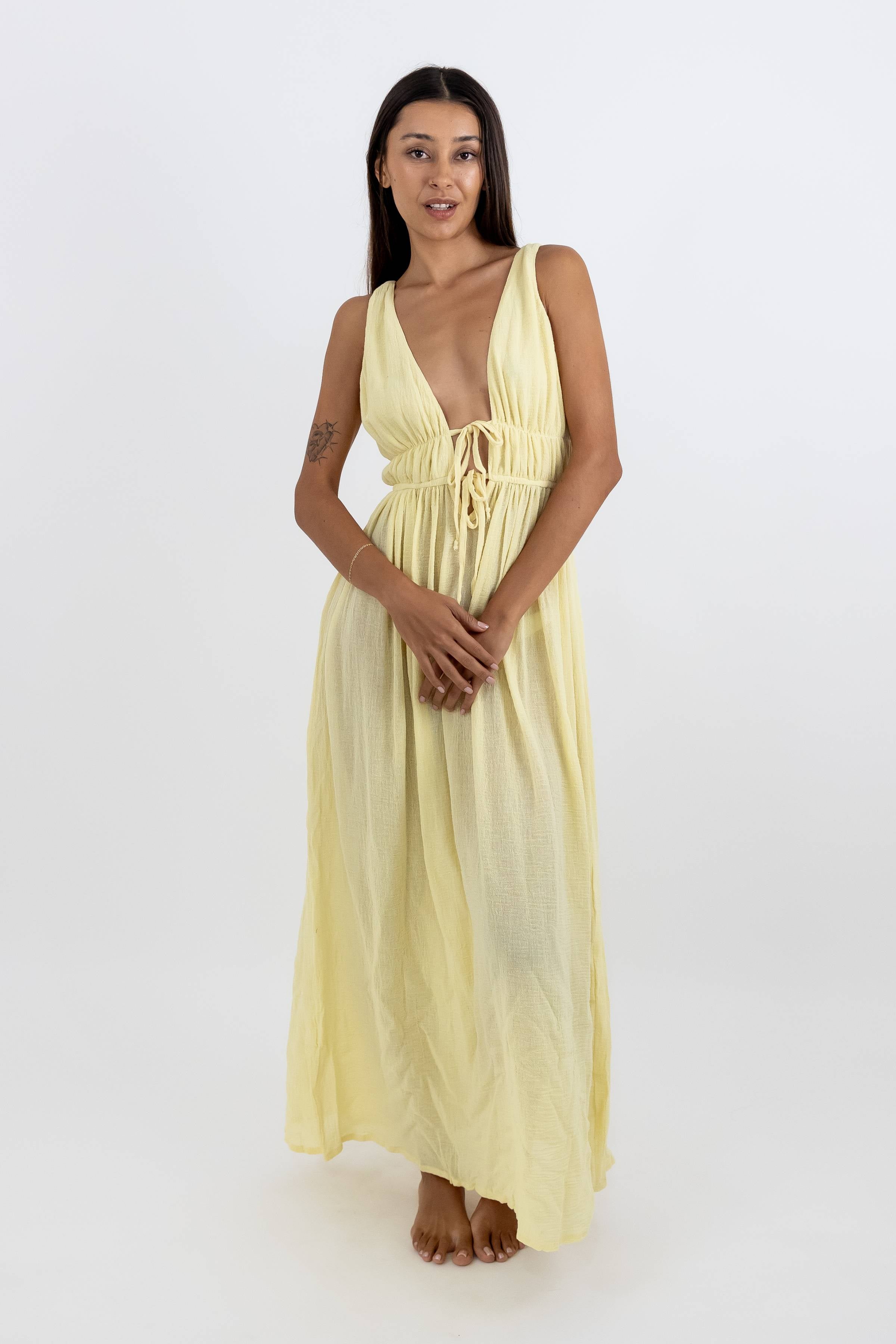 Estela Long Sleeveless Chiffon Dress