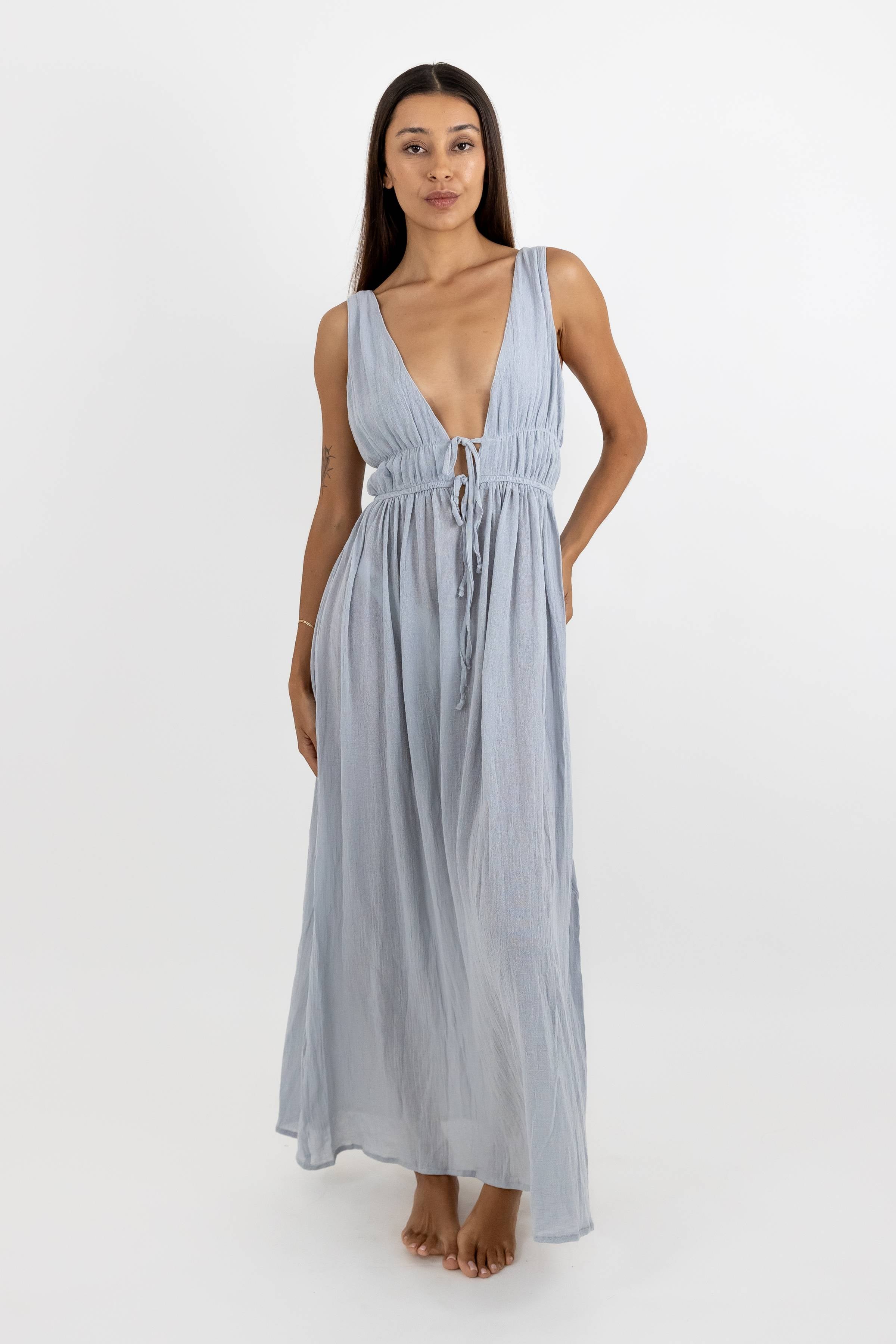 Estela Long Sleeveless Chiffon Dress
