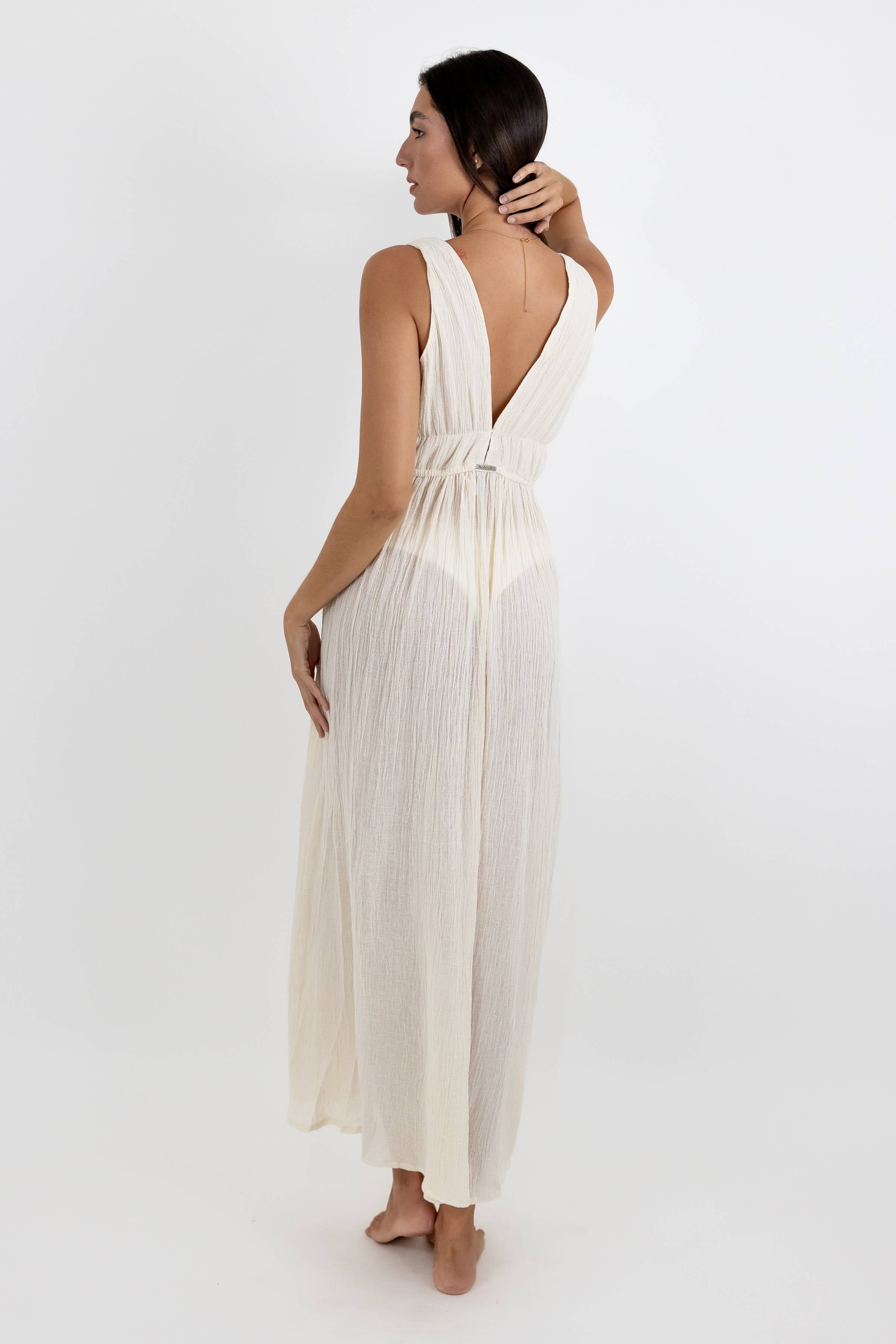 Estela Long Sleeveless Chiffon Dress