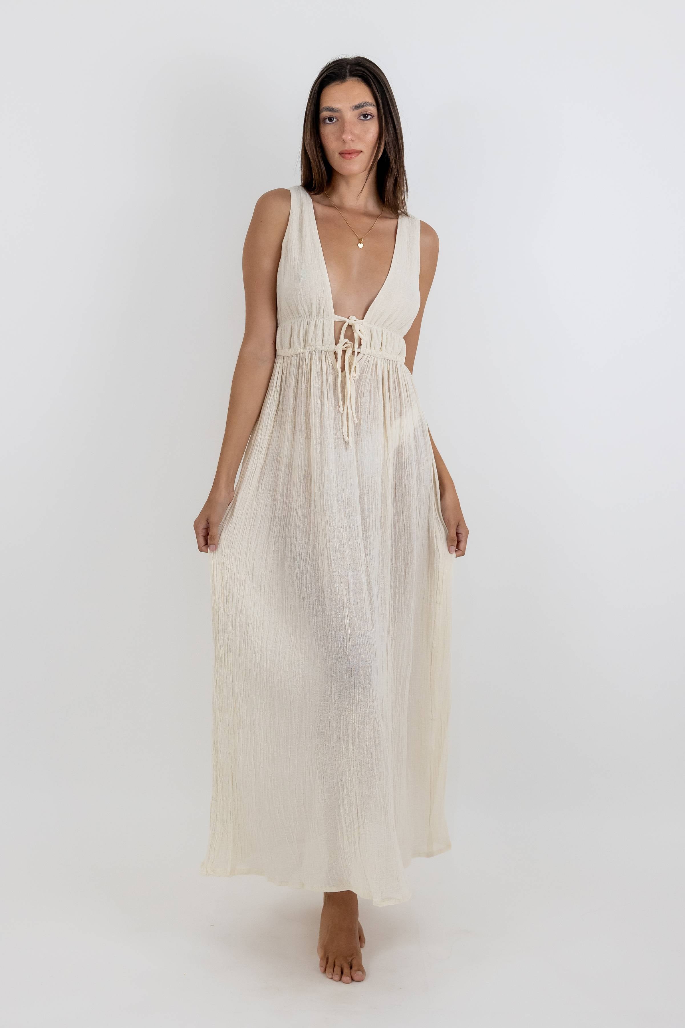 Estela Long Sleeveless Chiffon Dress