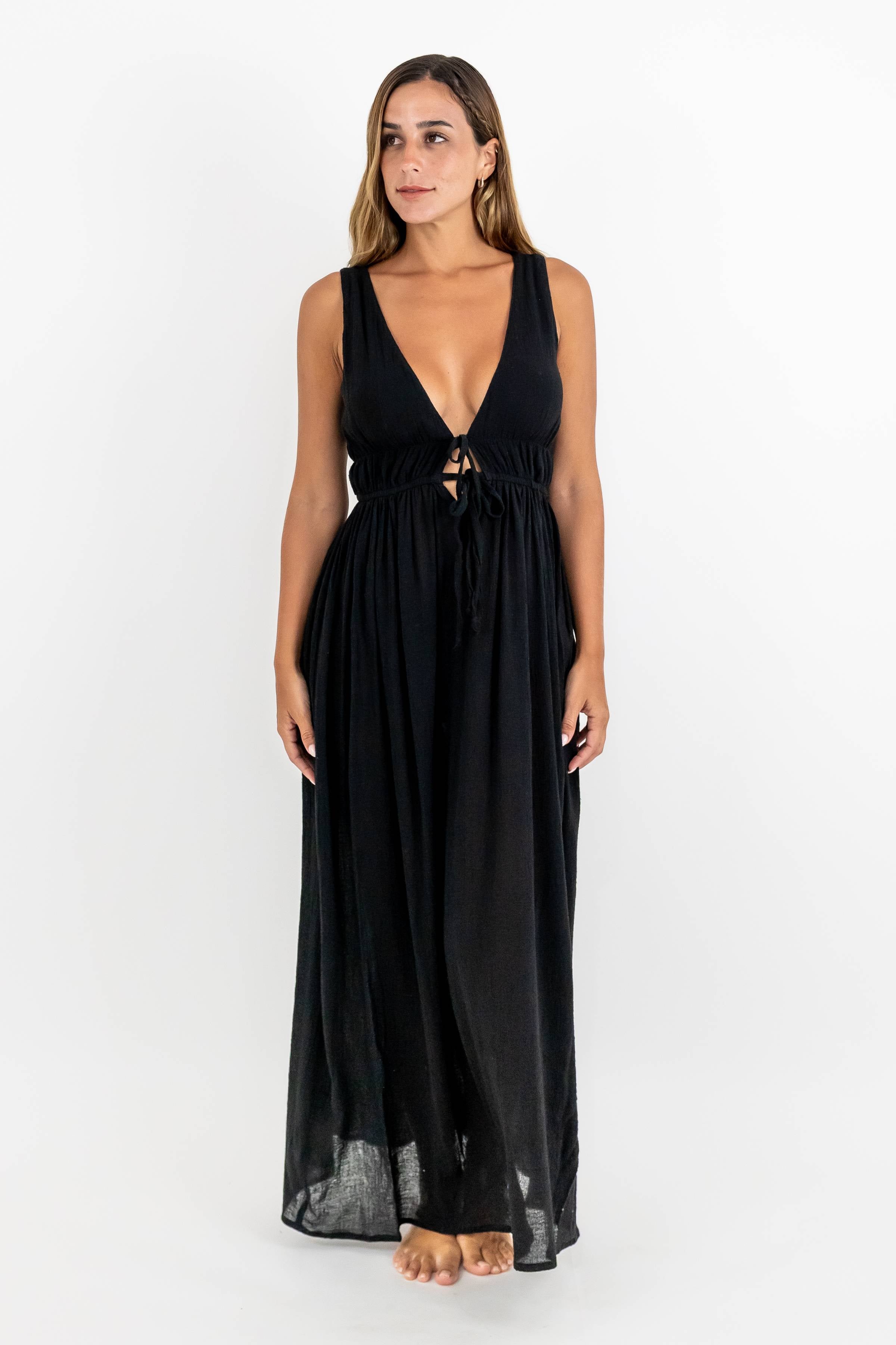 Estela Long Sleeveless Chiffon Dress
