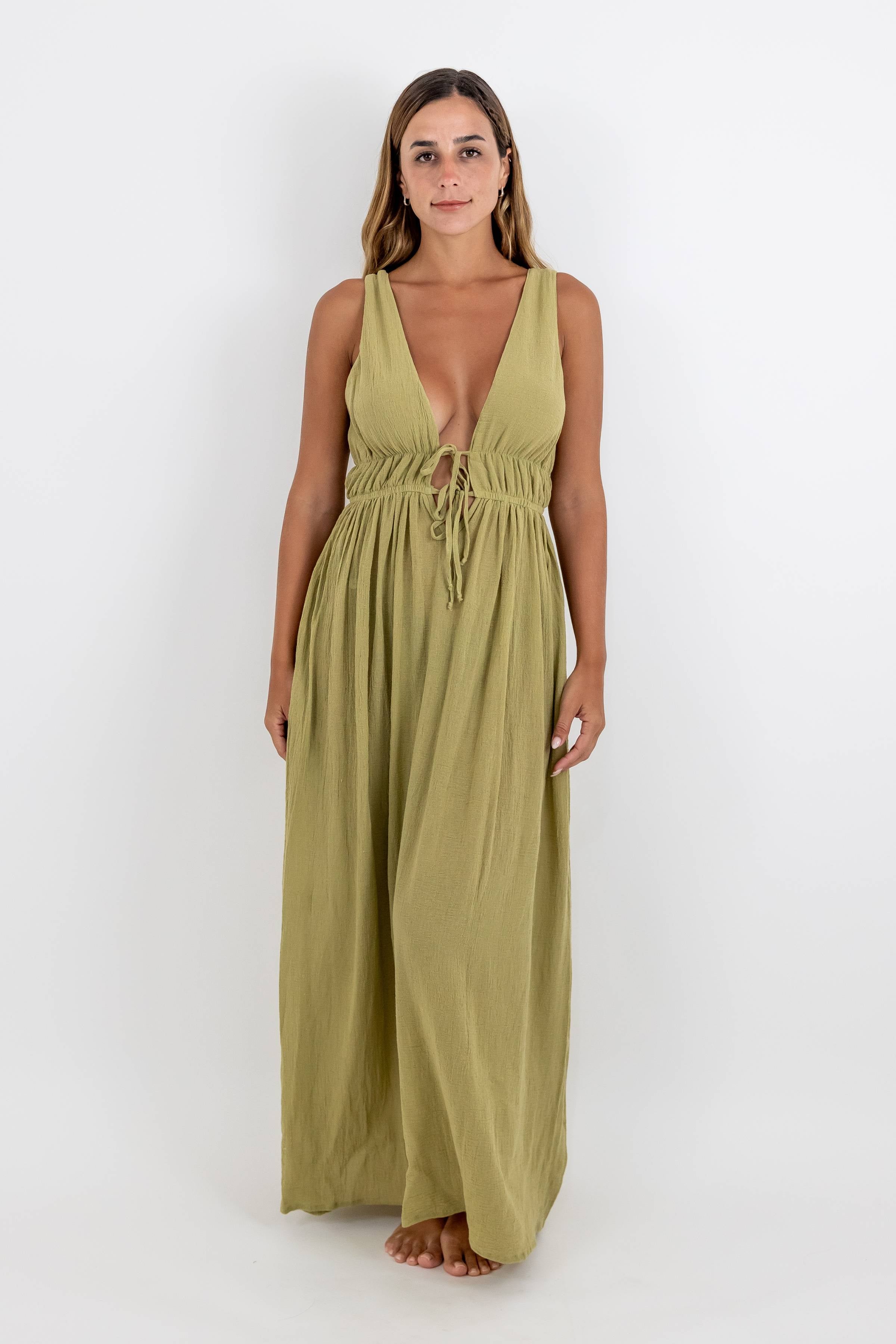 Estela Long Sleeveless Chiffon Dress