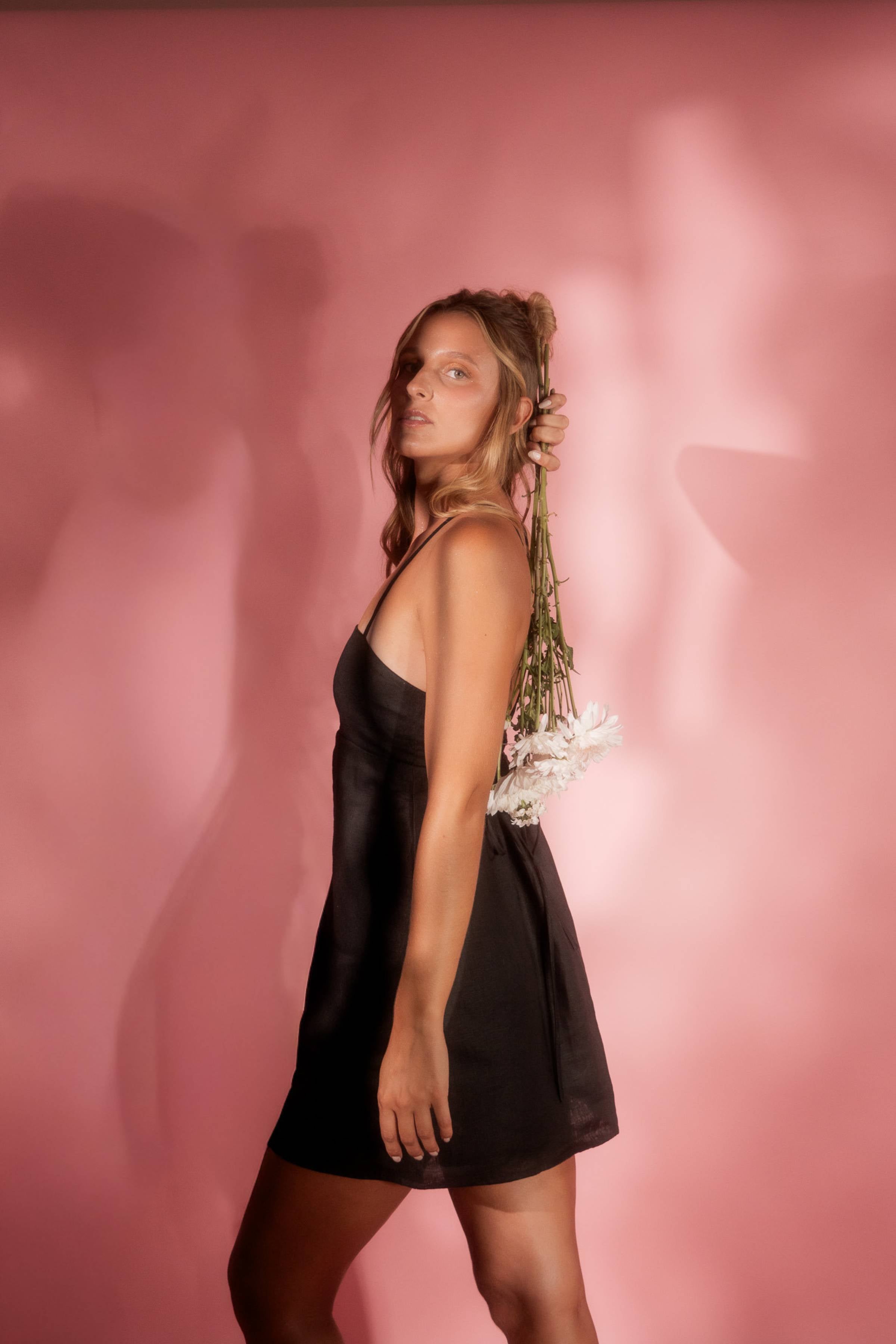Vestido Celeste de Lino Ajustable Sandmade